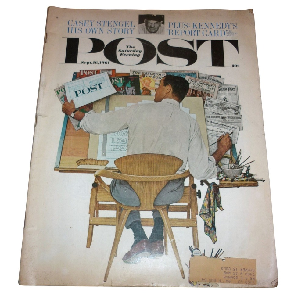 Vintage Saturday Evening Post Sept 16 1961 Casey Stengel Norman Rockwell Cover